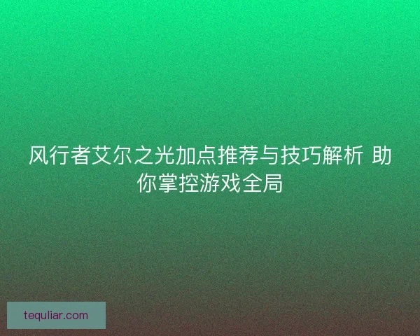 风行者艾尔之光加点推荐与技巧解析 助你掌控游戏全局